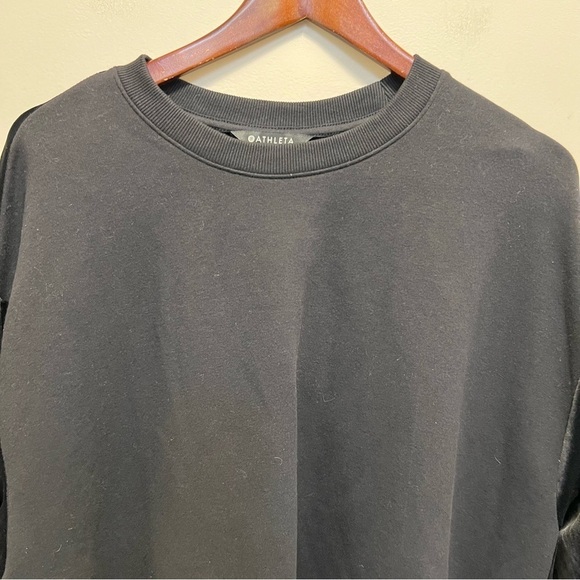 Athleta Retroplush Velvet Crewneck Sweatshirt Black Snap Button Side Slit - Picture 5 of 13